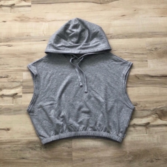 Calvin Klein Jeans Gray Sleeveless Cropped Hoodie - Picture 1 of 5